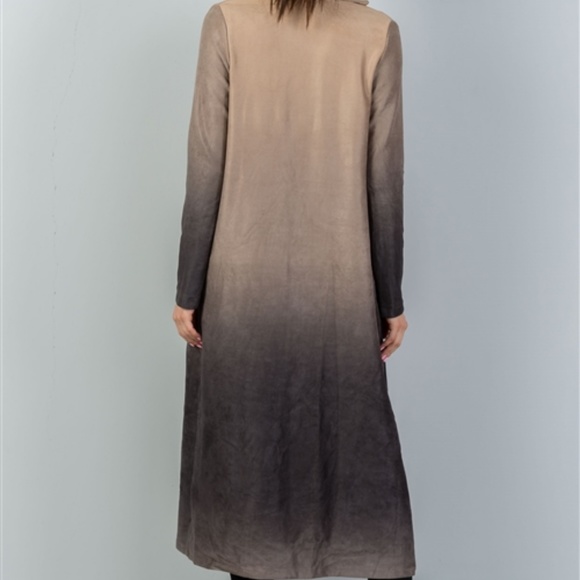 KHAKI OMBRE LONG SLEEVES CARDIGAN SWEATER - Picture 4 of 7